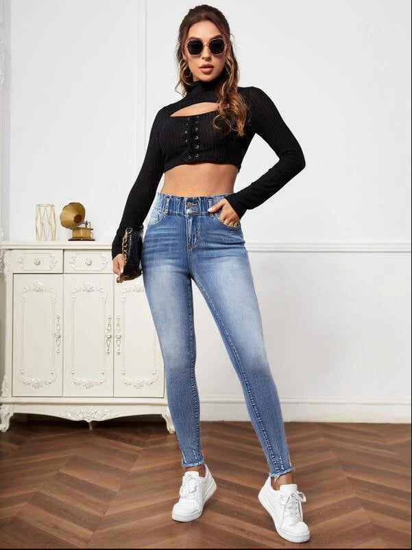 Women's New Fashion Jeans High Elastic Tight Jeans